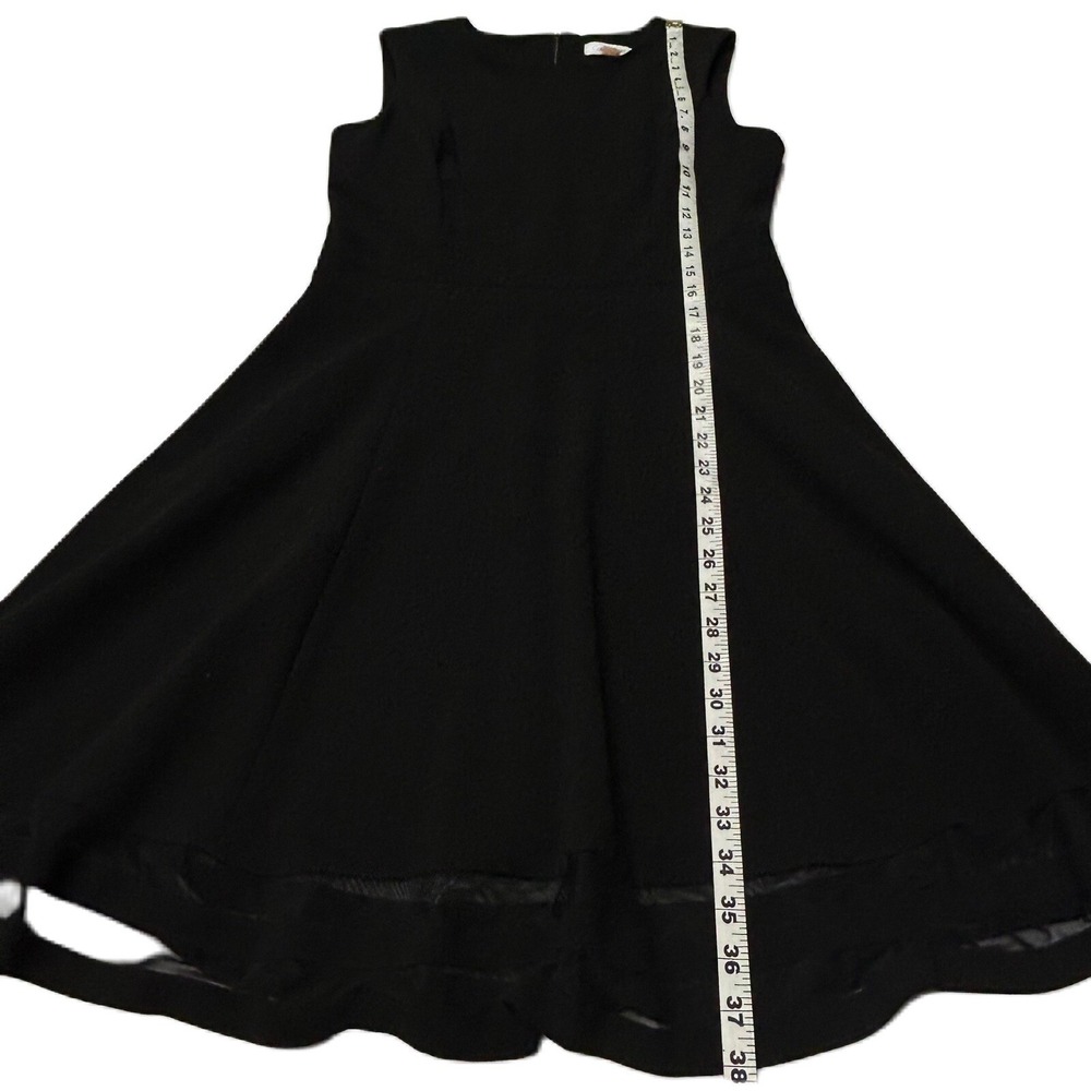Calvin Klein Womens Midi Dress Size 10 A Line Round Neck Sleeveless Ruffle Black - Picture 9 of 10
